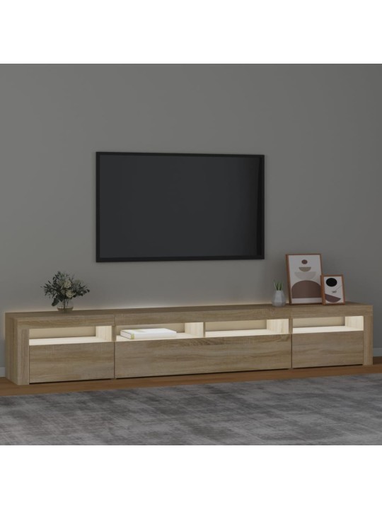 TV-taso LED-valoilla Sonoma-tammi 240x35x40 cm