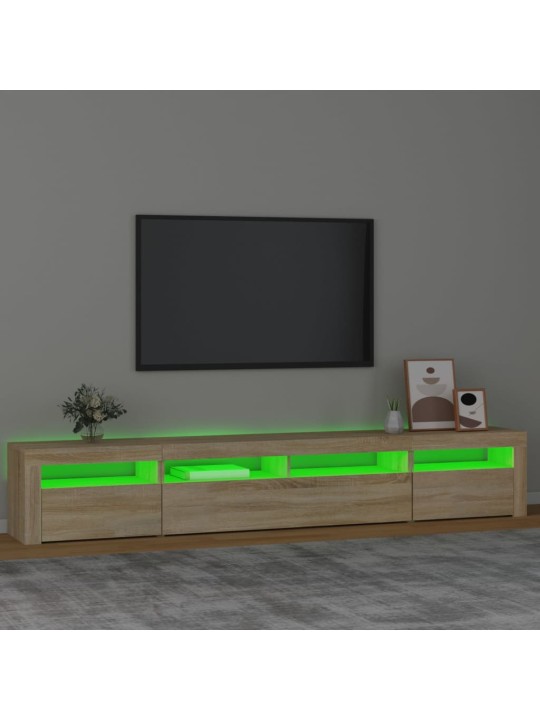 TV-taso LED-valoilla Sonoma-tammi 240x35x40 cm