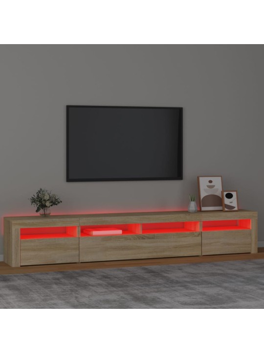 TV-taso LED-valoilla Sonoma-tammi 240x35x40 cm