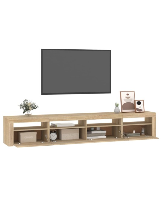 TV-taso LED-valoilla Sonoma-tammi 240x35x40 cm