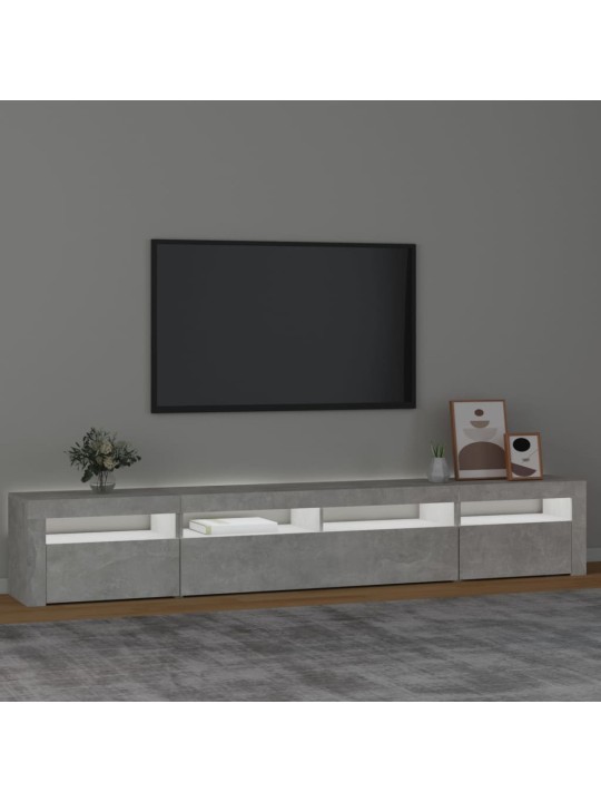 TV-taso LED-valoilla betoninharmaa 240x35x40 cm