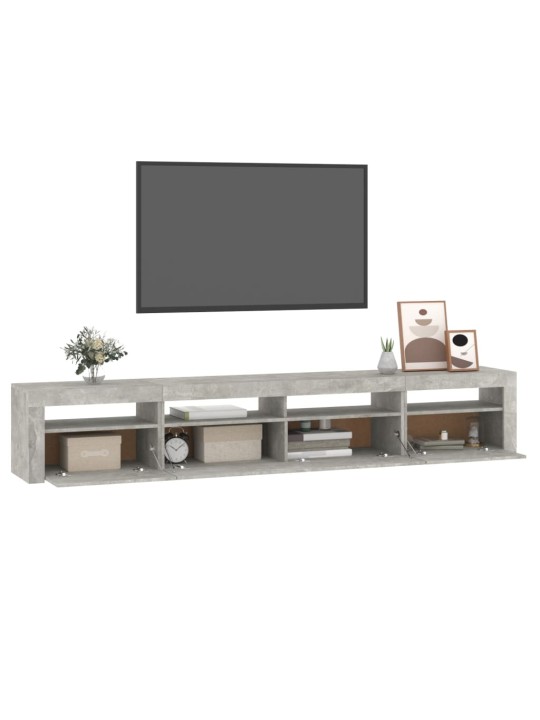 TV-taso LED-valoilla betoninharmaa 240x35x40 cm