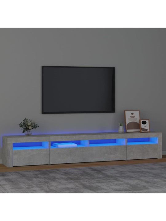 TV-taso LED-valoilla betoninharmaa 240x35x40 cm