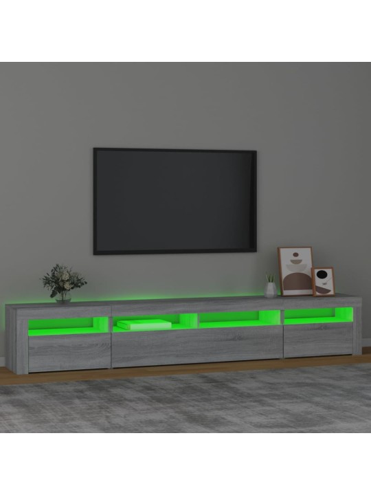 TV-taso LED-valoilla harmaa Sonoma 240x35x40 cm