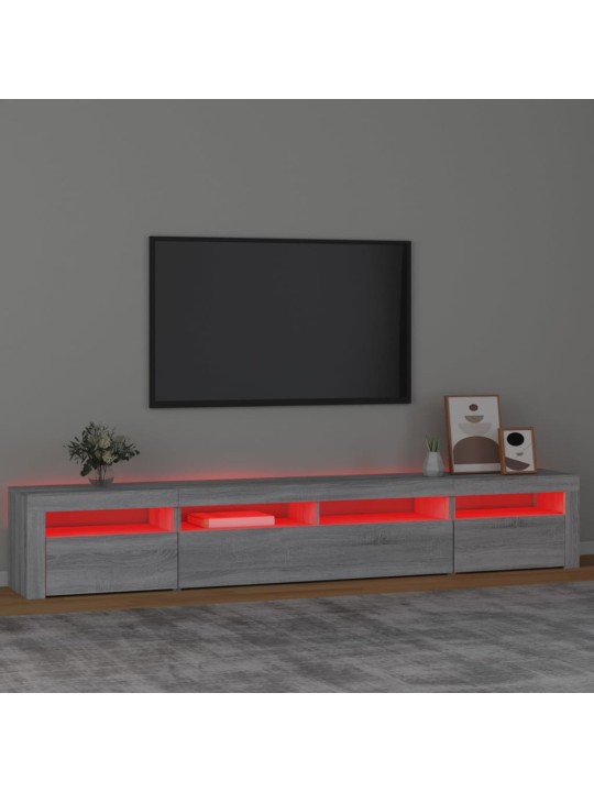 TV-taso LED-valoilla harmaa Sonoma 240x35x40 cm