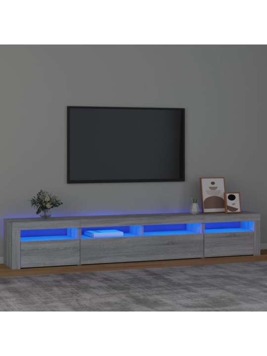 TV-taso LED-valoilla harmaa Sonoma 240x35x40 cm