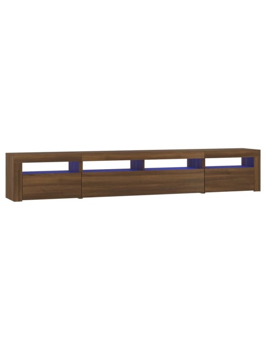 TV-taso LED-valoilla ruskea tammi 240x35x40 cm