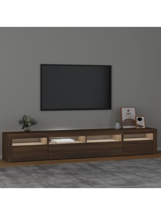 TV-taso LED-valoilla ruskea tammi 240x35x40 cm