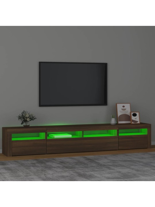 TV-taso LED-valoilla ruskea tammi 240x35x40 cm