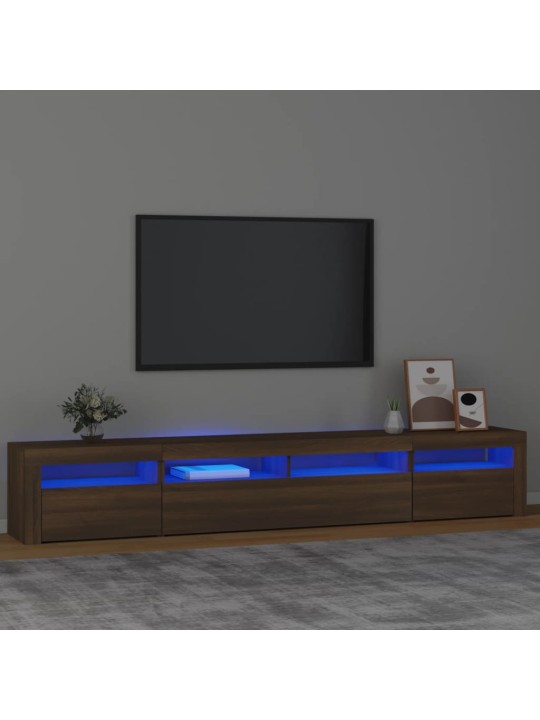 TV-taso LED-valoilla ruskea tammi 240x35x40 cm