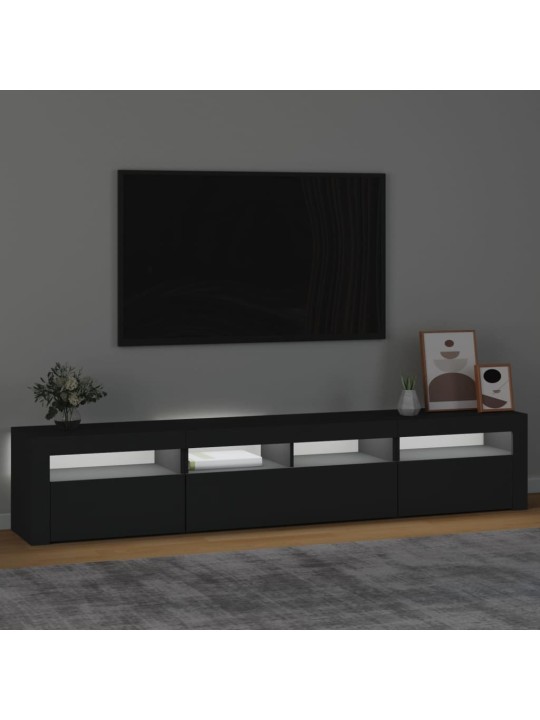 TV-taso LED-valoilla musta 210x35x40 cm