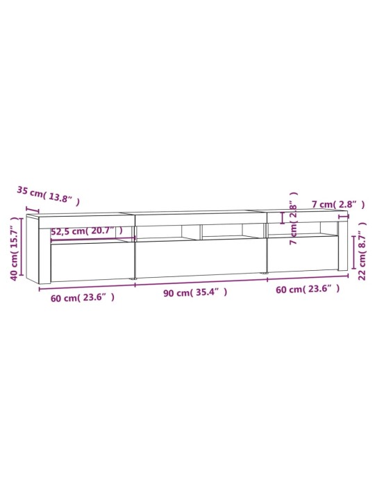 TV-taso LED-valoilla musta 210x35x40 cm