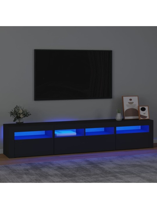 TV-taso LED-valoilla musta 210x35x40 cm