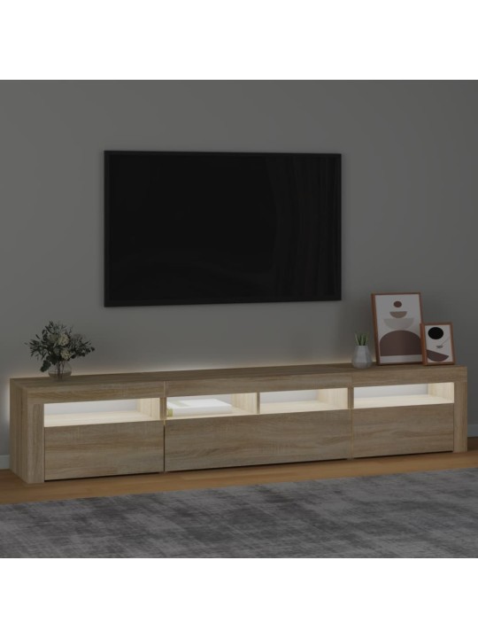 TV-taso LED-valoilla Sonoma-tammi 210x35x40 cm