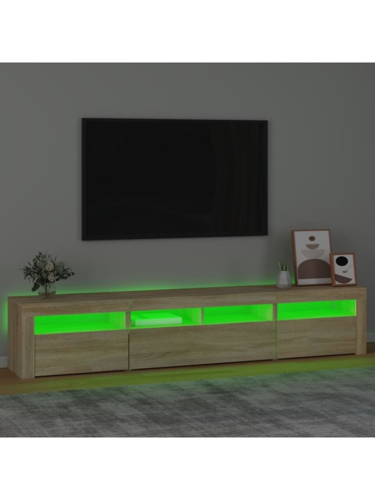 TV-taso LED-valoilla Sonoma-tammi 210x35x40 cm