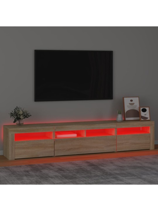 TV-taso LED-valoilla Sonoma-tammi 210x35x40 cm