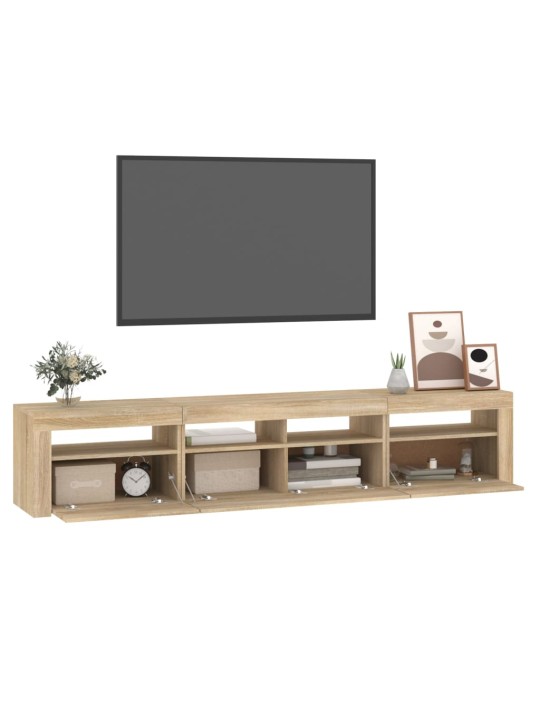 TV-taso LED-valoilla Sonoma-tammi 210x35x40 cm