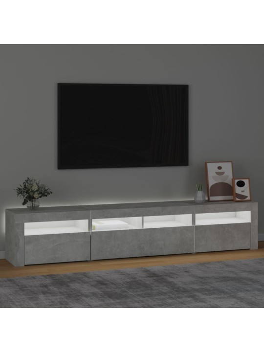 TV-taso LED-valoilla betoninharmaa 210x35x40 cm