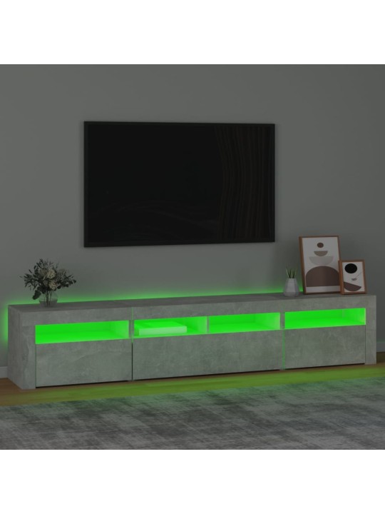 TV-taso LED-valoilla betoninharmaa 210x35x40 cm