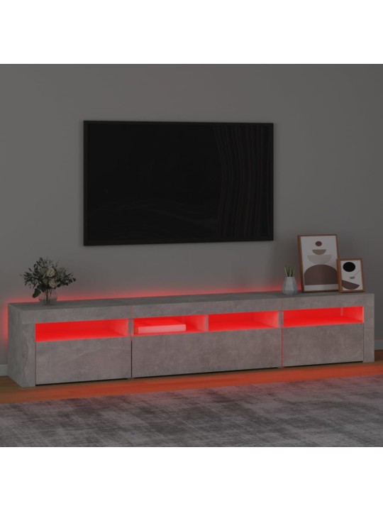 TV-taso LED-valoilla betoninharmaa 210x35x40 cm