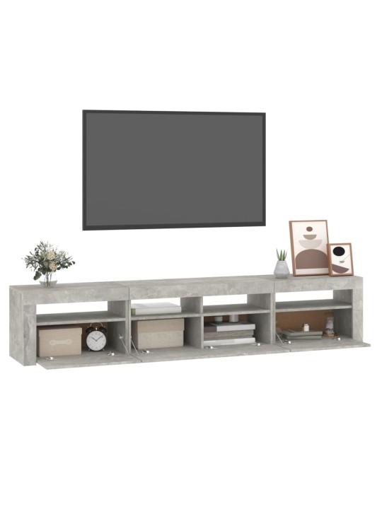 TV-taso LED-valoilla betoninharmaa 210x35x40 cm