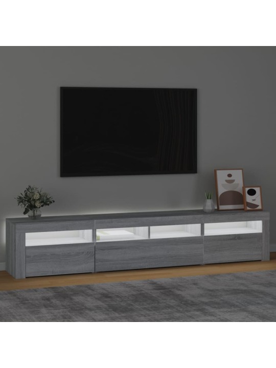 TV-taso LED-valoilla harmaa Sonoma 210x35x40 cm