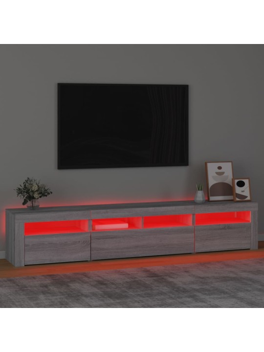 TV-taso LED-valoilla harmaa Sonoma 210x35x40 cm