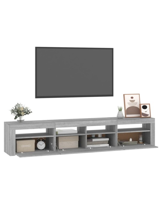 TV-taso LED-valoilla harmaa Sonoma 210x35x40 cm