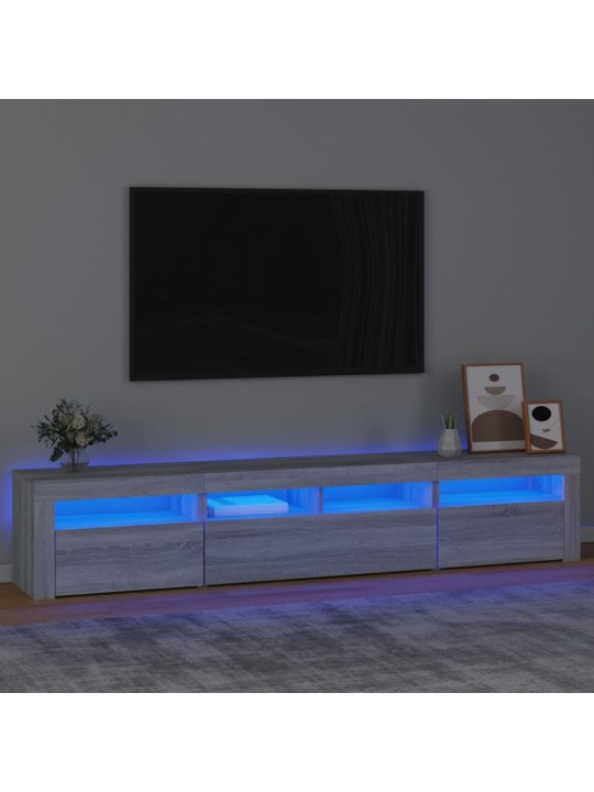 TV-taso LED-valoilla harmaa Sonoma 210x35x40 cm