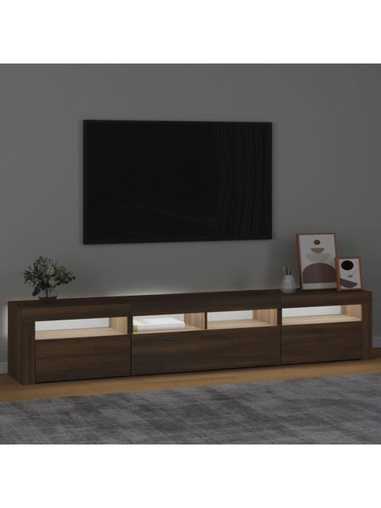 TV-taso LED-valoilla ruskea tammi 210x35x40 cm