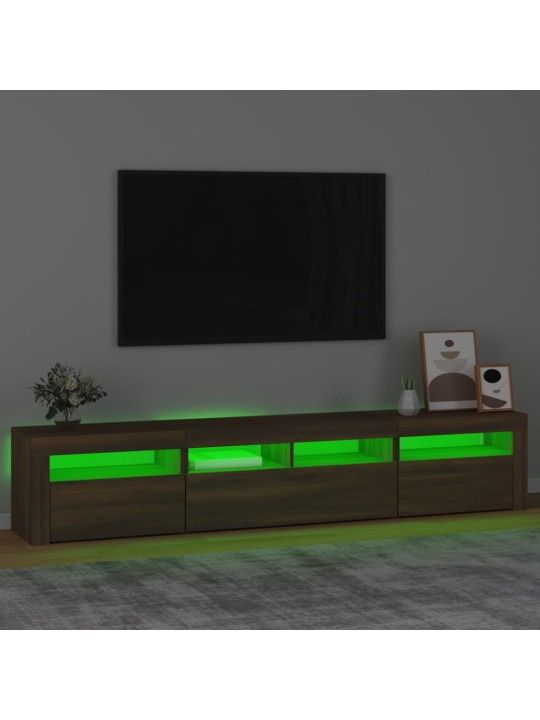 TV-taso LED-valoilla ruskea tammi 210x35x40 cm