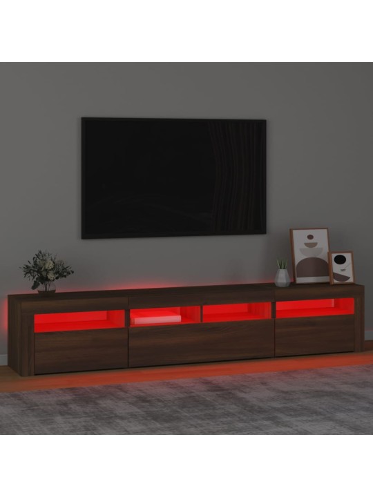 TV-taso LED-valoilla ruskea tammi 210x35x40 cm