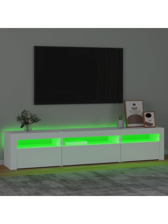 TV-taso LED-valoilla valkoinen 195x35x40 cm