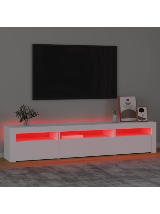 TV-taso LED-valoilla valkoinen 195x35x40 cm