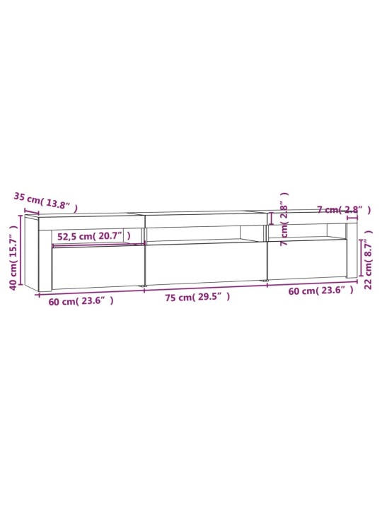 TV-taso LED-valoilla musta 195x35x40 cm