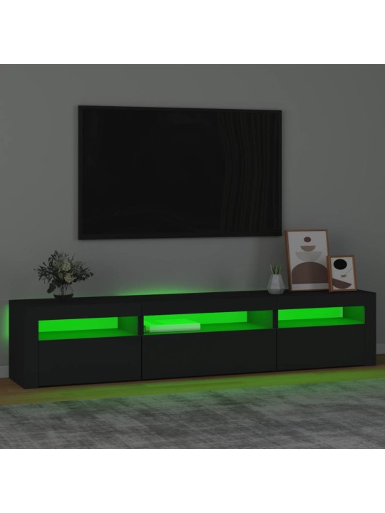 TV-taso LED-valoilla musta 195x35x40 cm