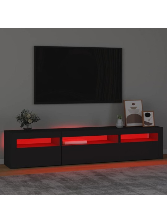 TV-taso LED-valoilla musta 195x35x40 cm