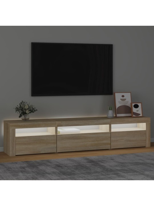 TV-taso LED-valoilla Sonoma-tammi 195x35x40 cm