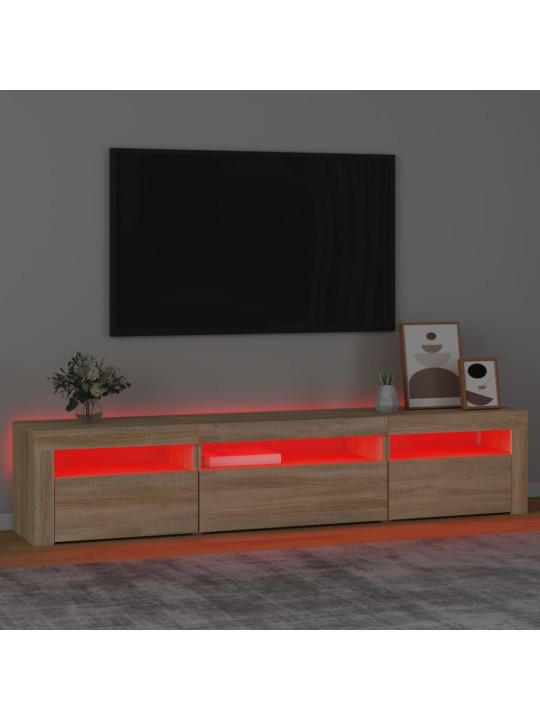 TV-taso LED-valoilla Sonoma-tammi 195x35x40 cm