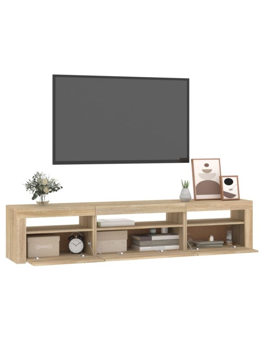 TV-taso LED-valoilla Sonoma-tammi 195x35x40 cm