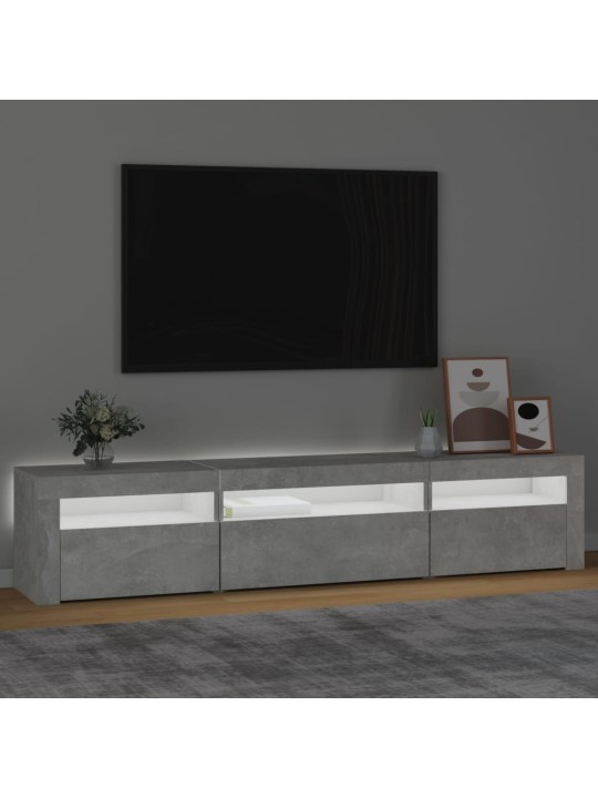 TV-taso LED-valoilla betoninharmaa 195x35x40 cm