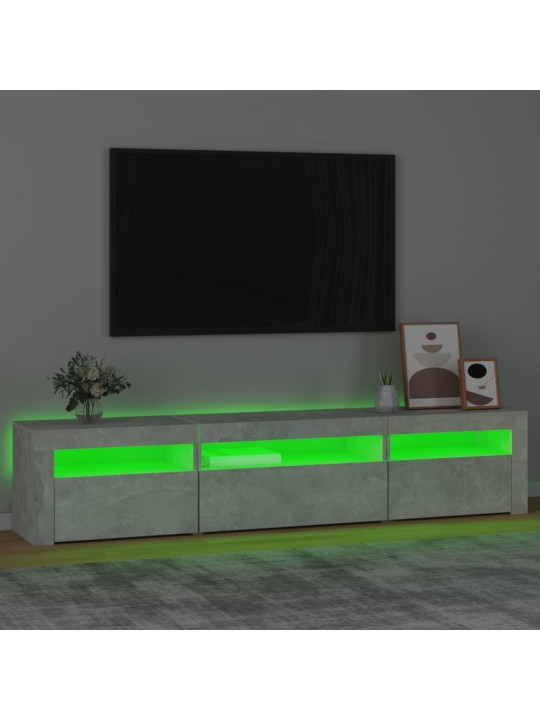 TV-taso LED-valoilla betoninharmaa 195x35x40 cm