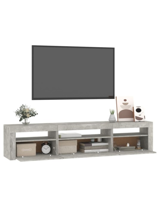 TV-taso LED-valoilla betoninharmaa 195x35x40 cm