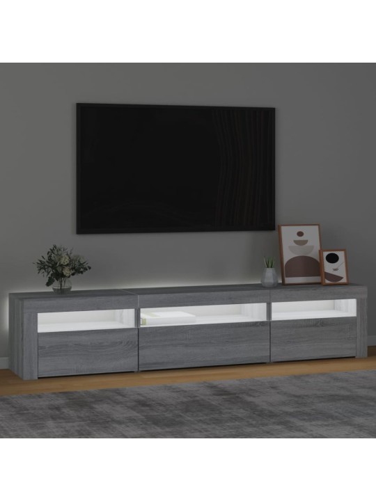 TV-taso LED-valoilla harmaa Sonoma 195x35x40 cm