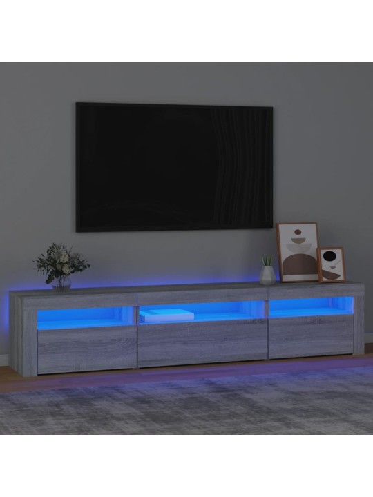 TV-taso LED-valoilla harmaa Sonoma 195x35x40 cm