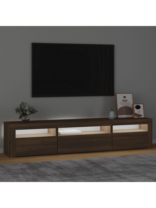 TV-taso LED-valoilla ruskea tammi 195x35x40 cm