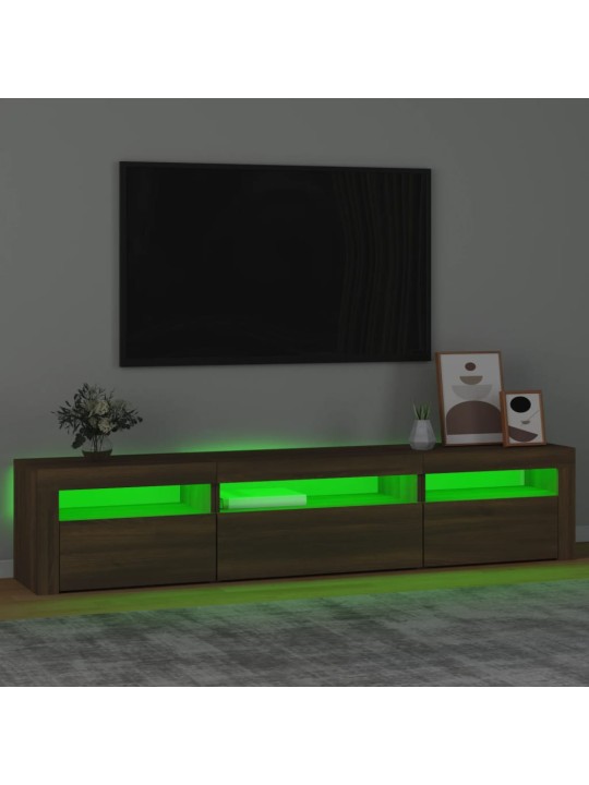 TV-taso LED-valoilla ruskea tammi 195x35x40 cm