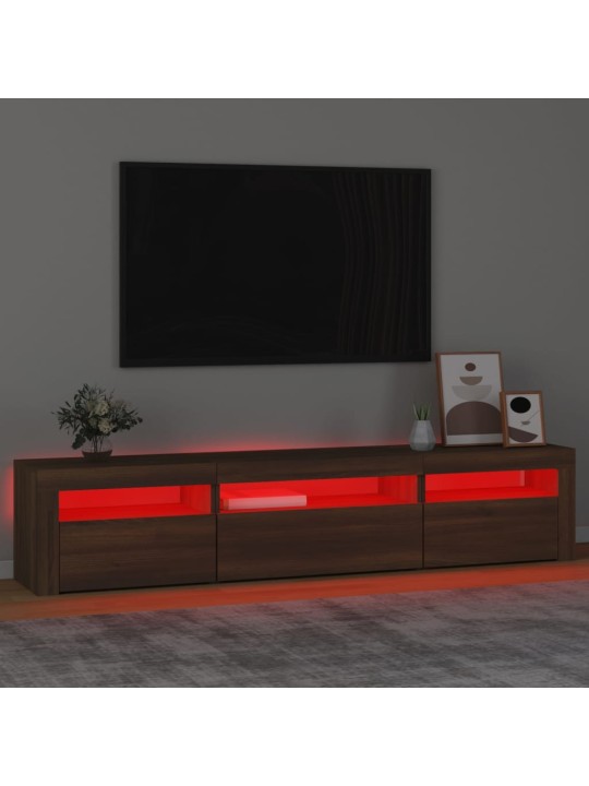 TV-taso LED-valoilla ruskea tammi 195x35x40 cm