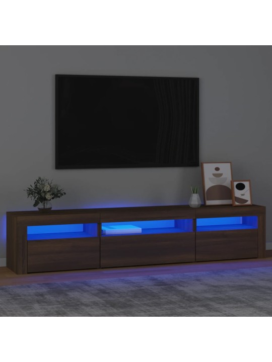 TV-taso LED-valoilla ruskea tammi 195x35x40 cm