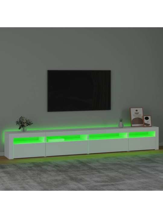 TV-taso LED-valoilla valkoinen 270x35x40 cm